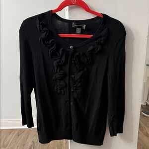 Cable & Gauge Black Ruffled Cardigan